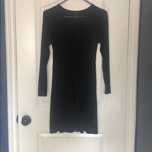 Black vneck mini dress